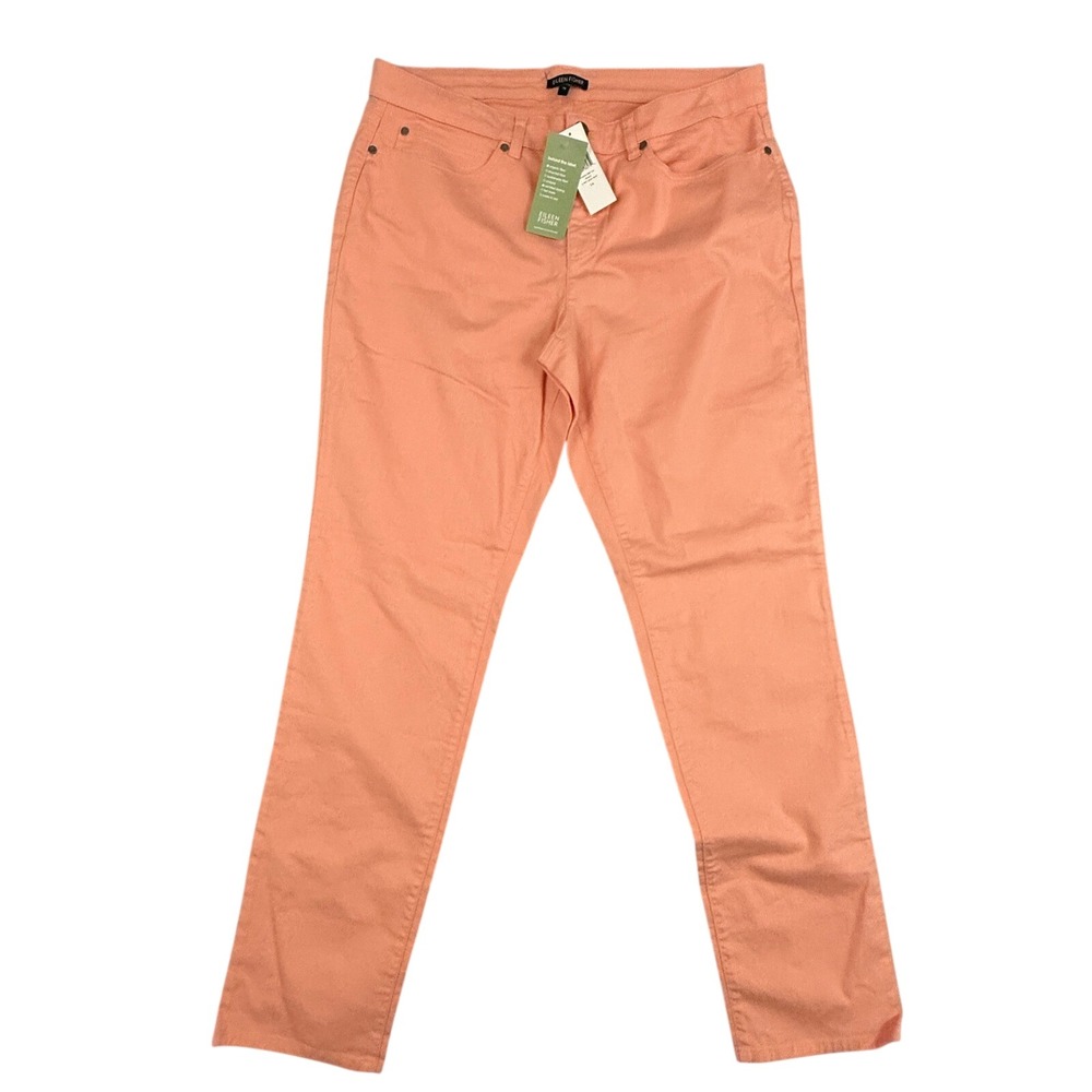 Eileen Fisher Lean Jean Women's‎ 14 Peach Organic Cotton Stretch Twill NWT
